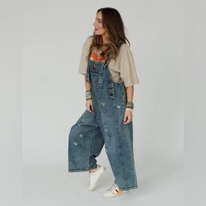 Easel High Hopes Slouchy Denim Overalls